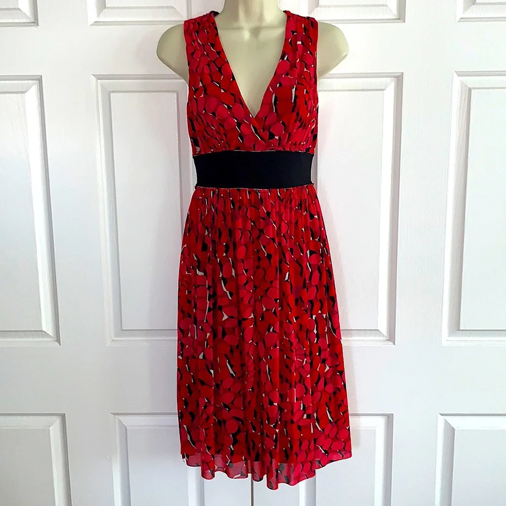 Vivienne Tam MIDI Dress Size 0 Red/Black - Picture 1 of 4